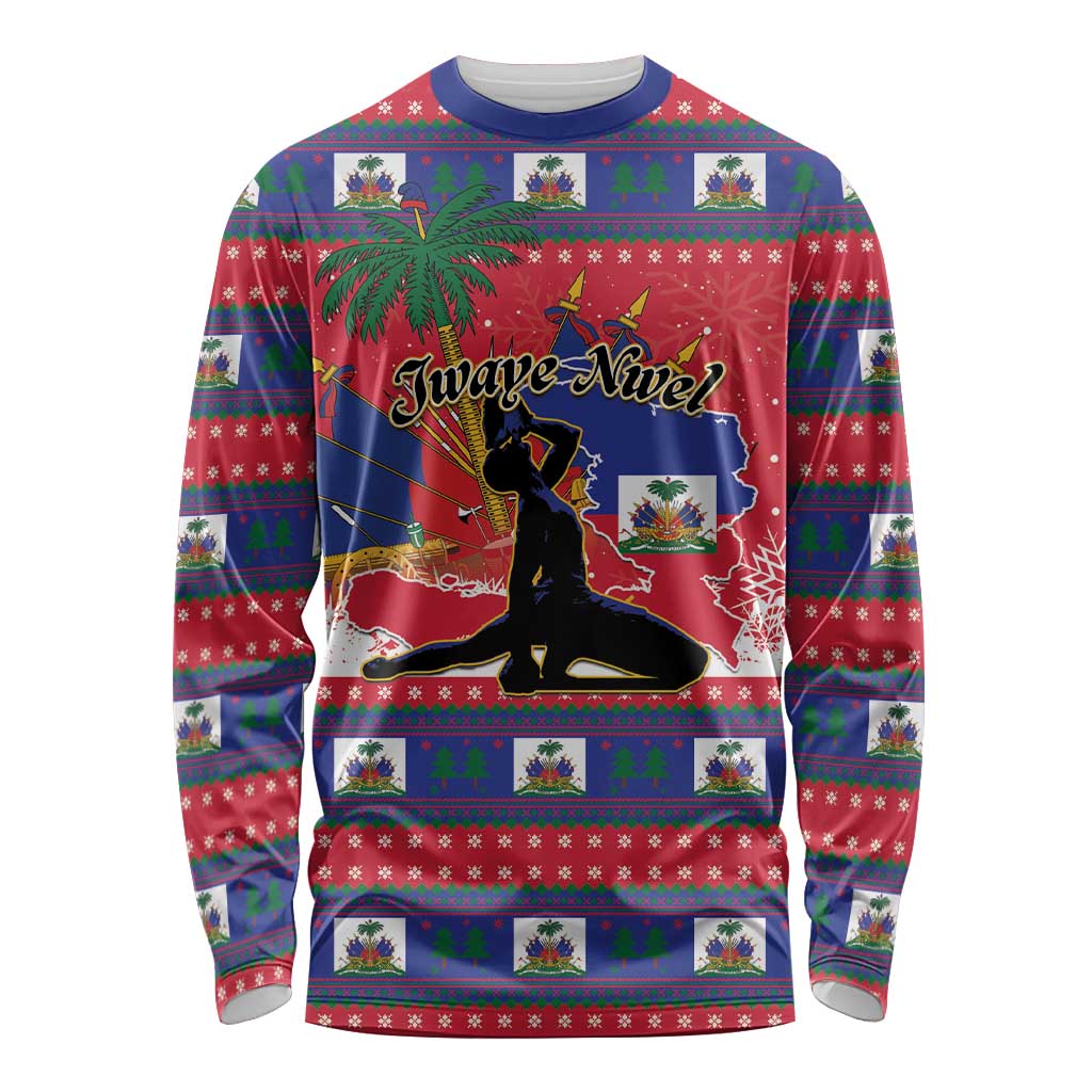 Personalized Ayiti Jwaye Nwel Long Sleeve Shirt Haiti Merry Christmas - Wonder Print Shop