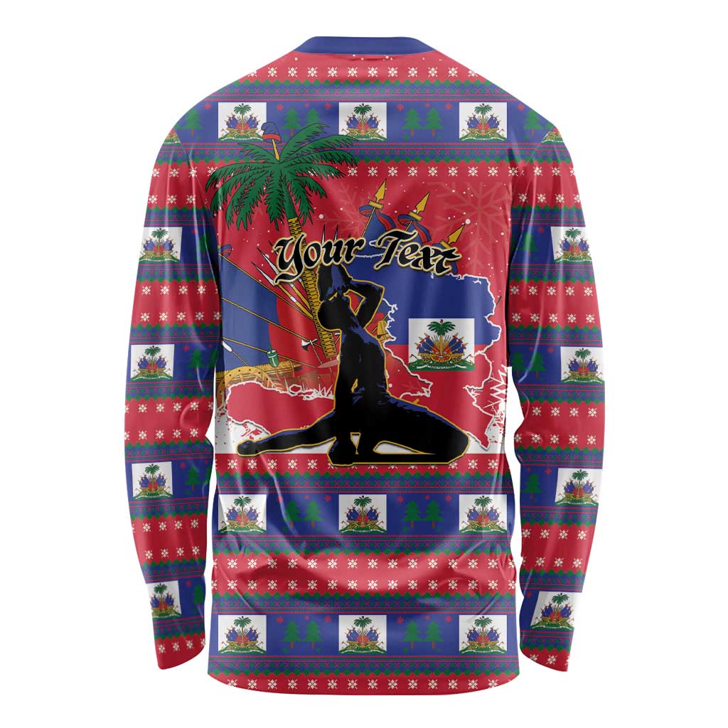 Personalized Ayiti Jwaye Nwel Long Sleeve Shirt Haiti Merry Christmas - Wonder Print Shop