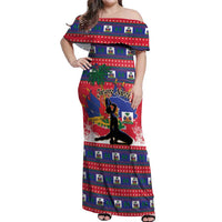 Personalized Ayiti Jwaye Nwel Off Shoulder Maxi Dress Haiti Merry Christmas - Wonder Print Shop