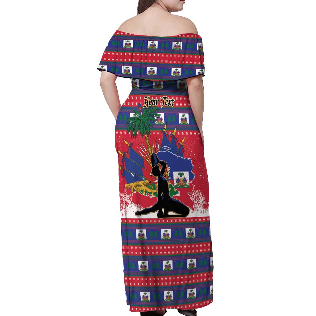 Personalized Ayiti Jwaye Nwel Off Shoulder Maxi Dress Haiti Merry Christmas - Wonder Print Shop