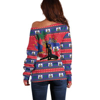 Personalized Ayiti Jwaye Nwel Off Shoulder Sweater Haiti Merry Christmas - Wonder Print Shop