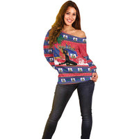 Personalized Ayiti Jwaye Nwel Off Shoulder Sweater Haiti Merry Christmas - Wonder Print Shop