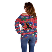 Personalized Ayiti Jwaye Nwel Off Shoulder Sweater Haiti Merry Christmas - Wonder Print Shop