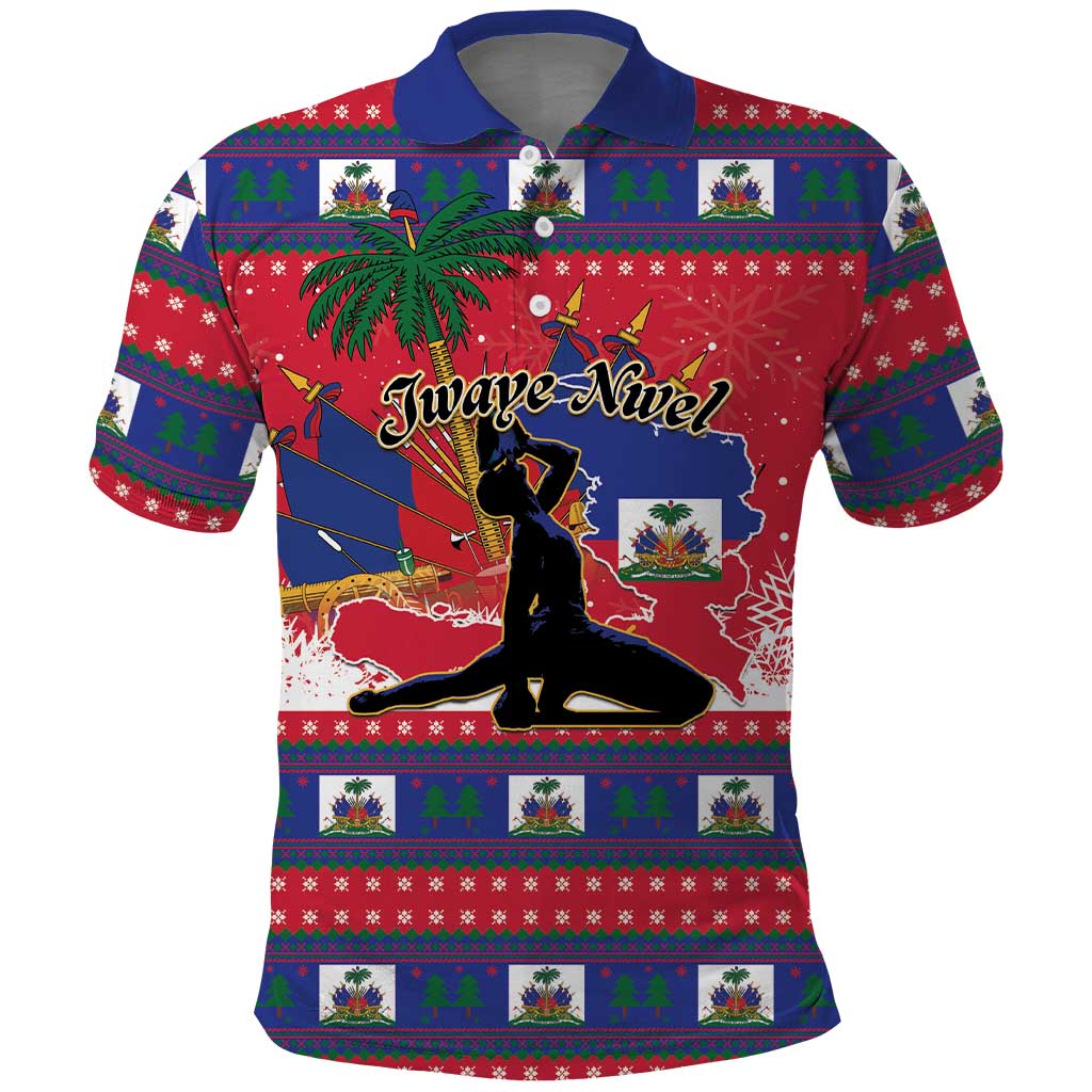 Personalized Ayiti Jwaye Nwel Polo Shirt Haiti Merry Christmas - Wonder Print Shop