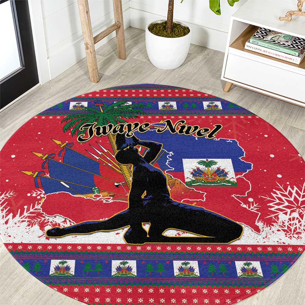 Ayiti Jwaye Nwel Round Carpet Haiti Merry Christmas - Wonder Print Shop