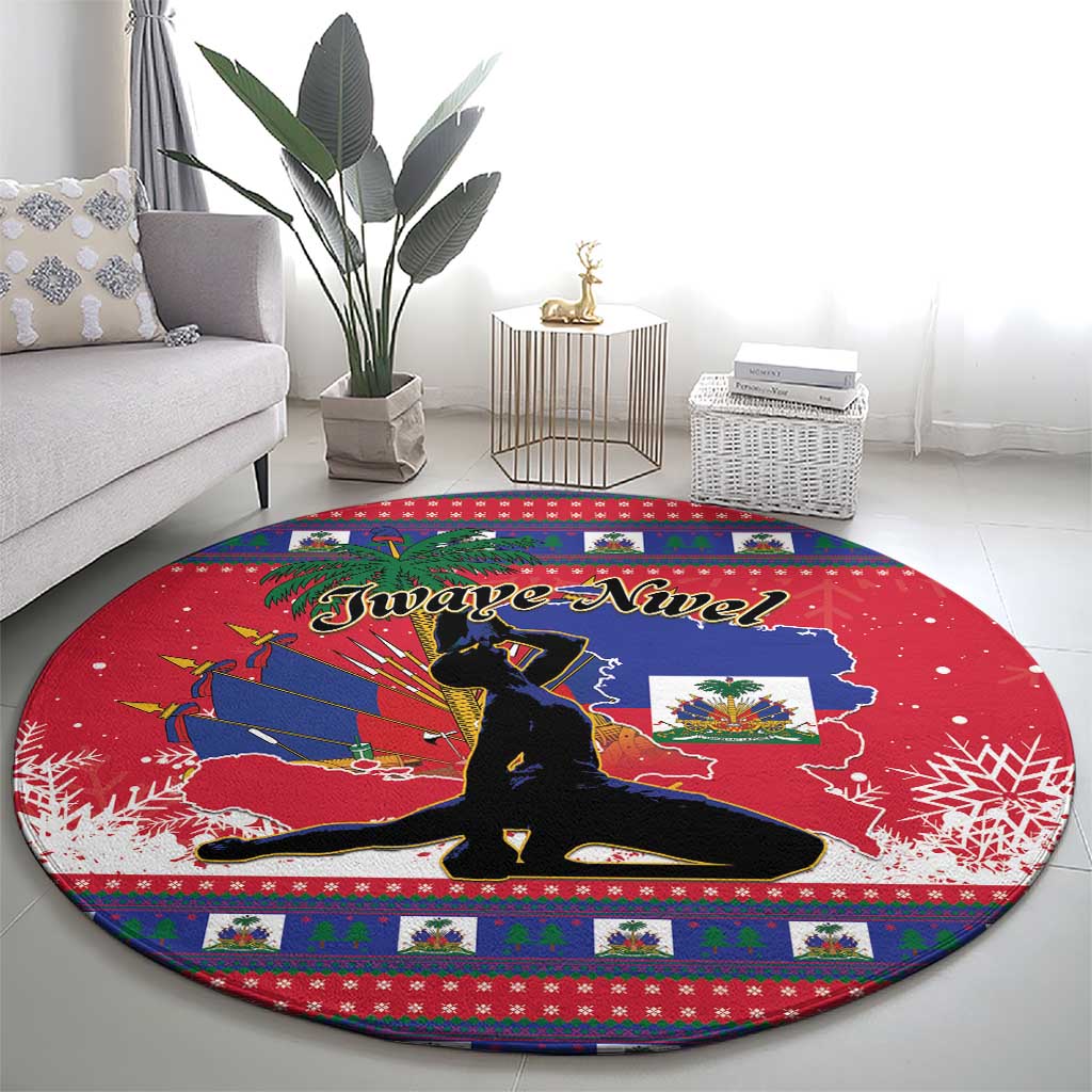 Ayiti Jwaye Nwel Round Carpet Haiti Merry Christmas - Wonder Print Shop