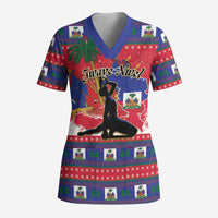 Personalized Ayiti Jwaye Nwel Scrub Top Haiti Merry Christmas - Wonder Print Shop
