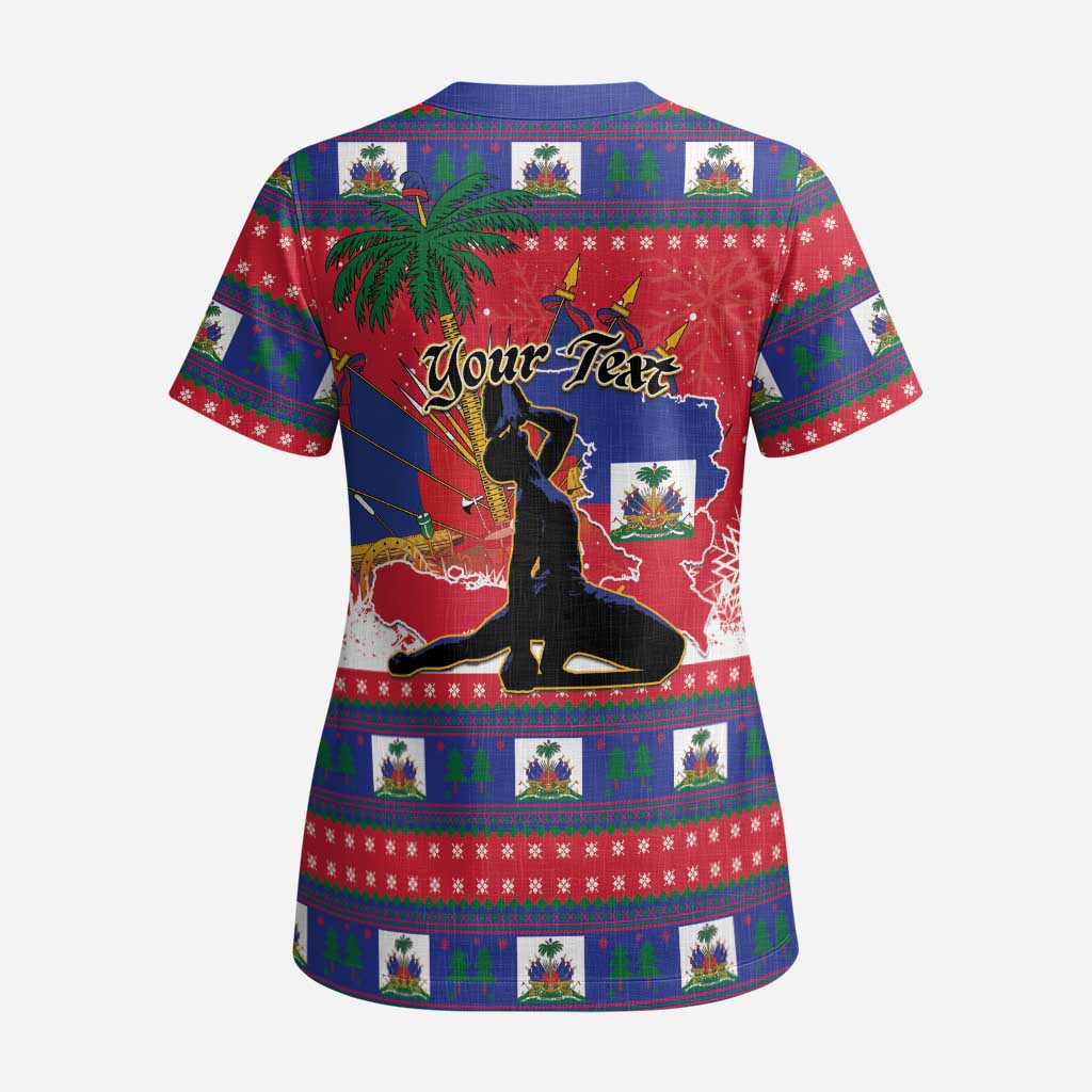 Personalized Ayiti Jwaye Nwel Scrub Top Haiti Merry Christmas - Wonder Print Shop