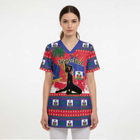 Personalized Ayiti Jwaye Nwel Scrub Top Haiti Merry Christmas - Wonder Print Shop