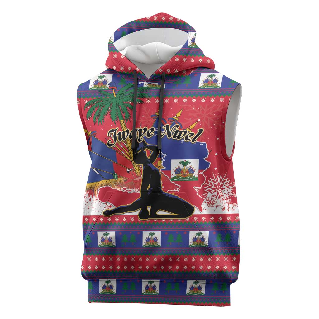 Personalized Ayiti Jwaye Nwel Sleeveless Hoodie Haiti Merry Christmas - Wonder Print Shop