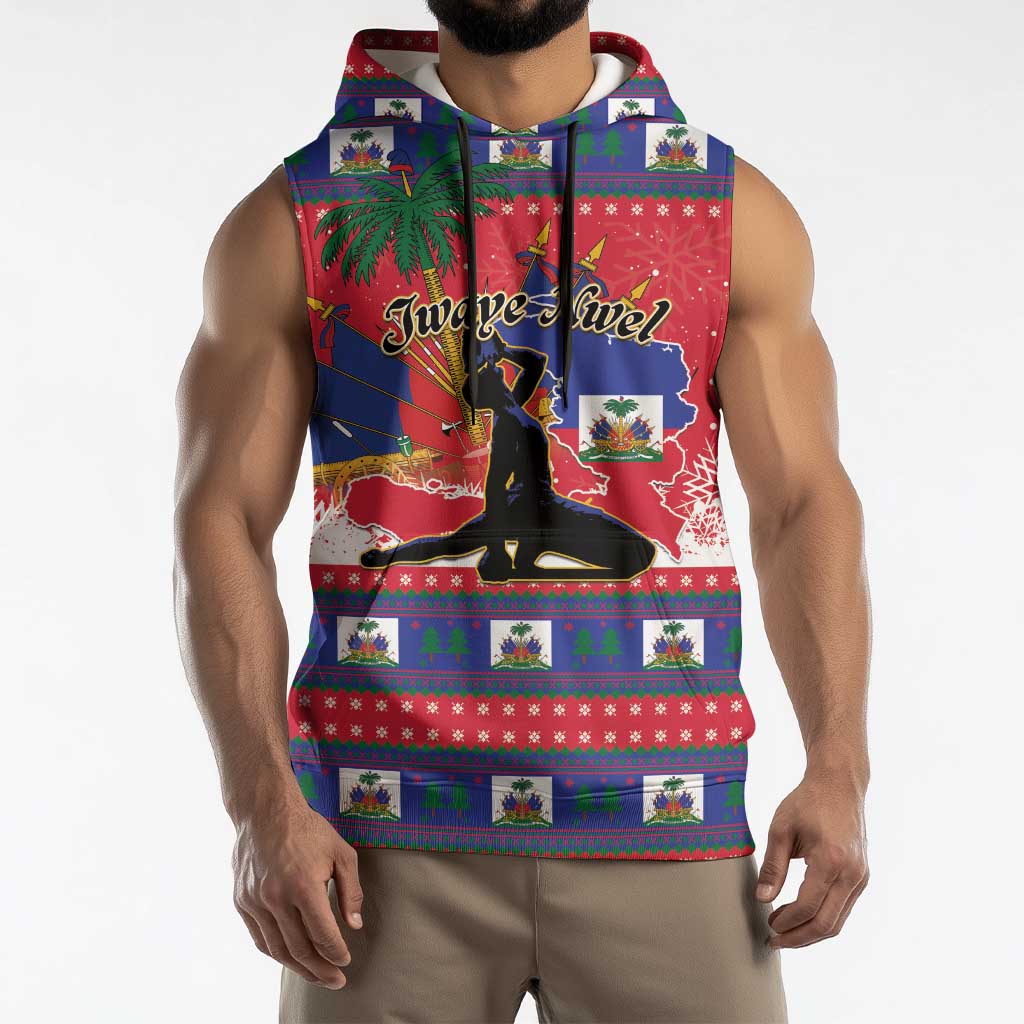 Personalized Ayiti Jwaye Nwel Sleeveless Hoodie Haiti Merry Christmas - Wonder Print Shop