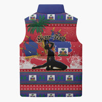 Personalized Ayiti Jwaye Nwel Sleeveless Puffer Jacket Haiti Merry Christmas - Wonder Print Shop