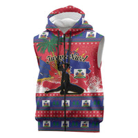 Personalized Ayiti Jwaye Nwel Sleeveless Zip Hoodie Haiti Merry Christmas - Wonder Print Shop
