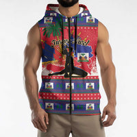 Personalized Ayiti Jwaye Nwel Sleeveless Zip Hoodie Haiti Merry Christmas - Wonder Print Shop