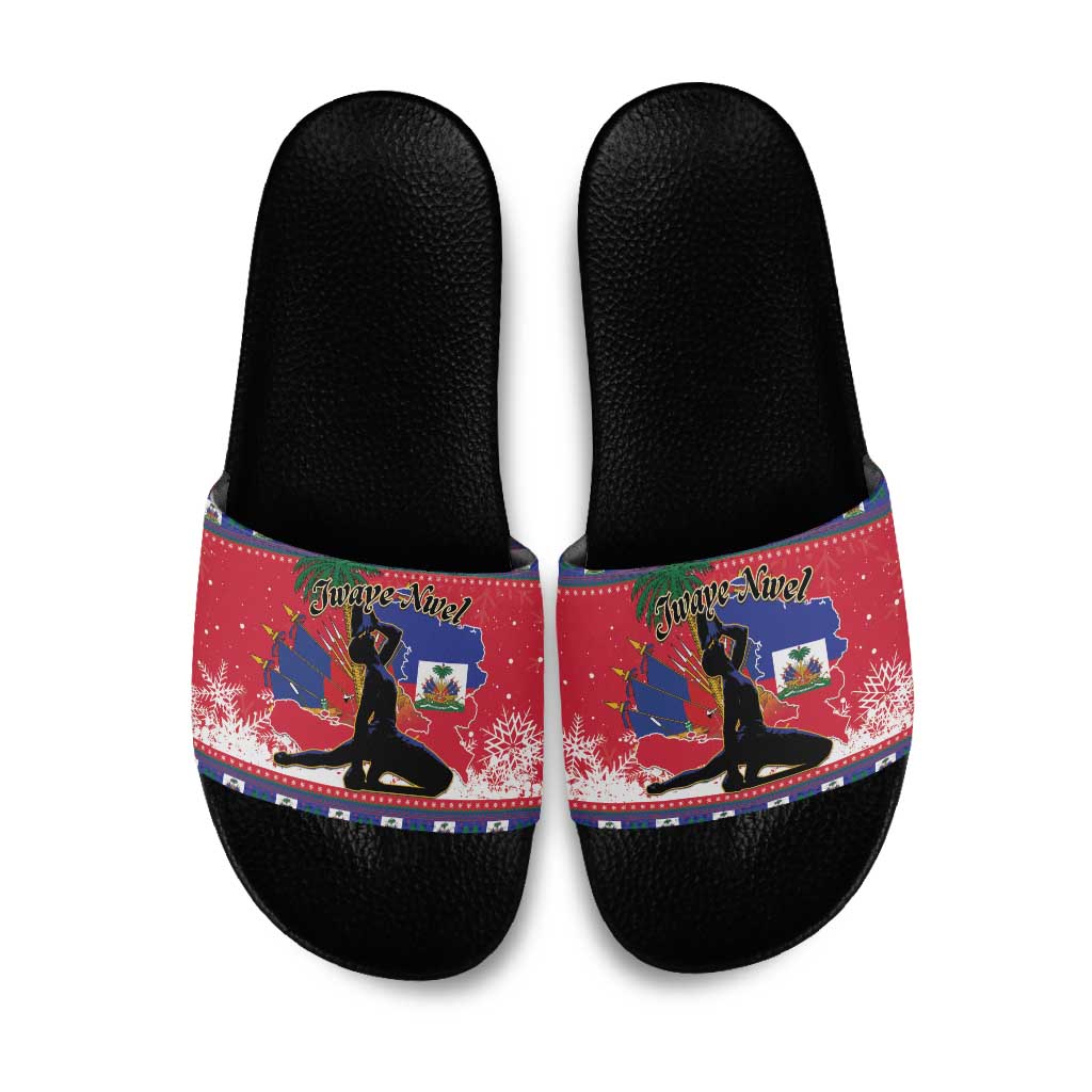 Ayiti Jwaye Nwel Slide Sandals Haiti Merry Christmas - Wonder Print Shop