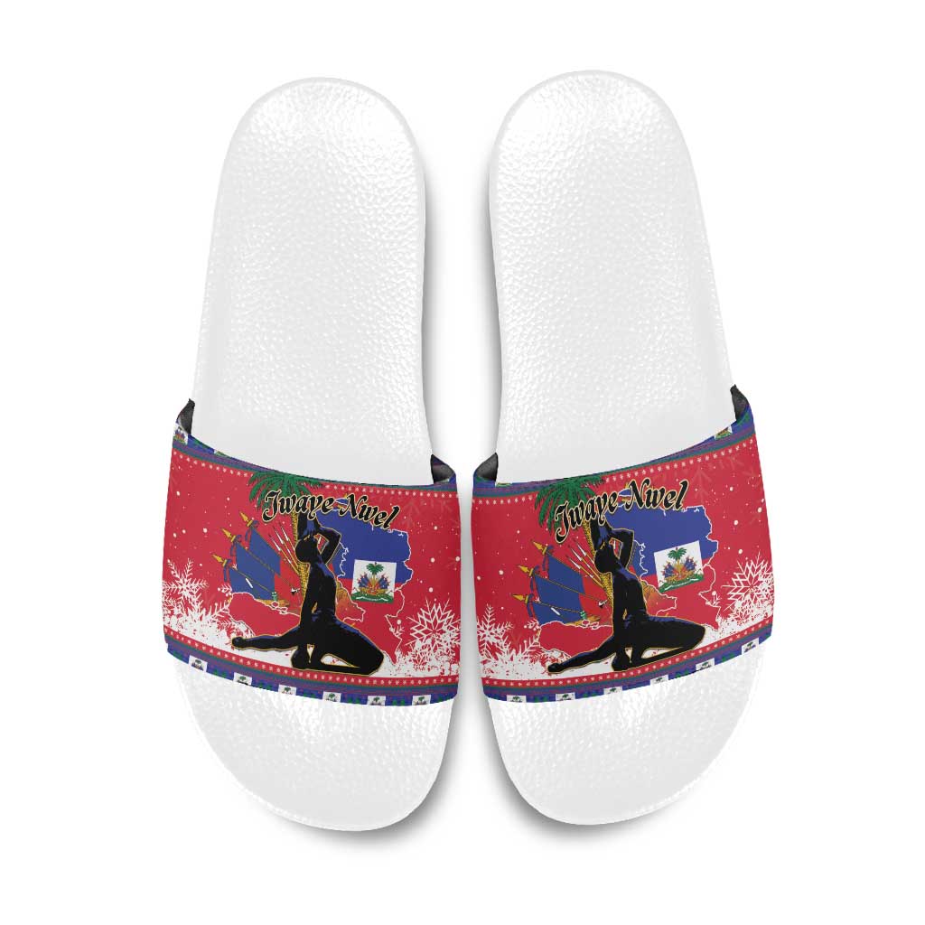 Ayiti Jwaye Nwel Slide Sandals Haiti Merry Christmas - Wonder Print Shop