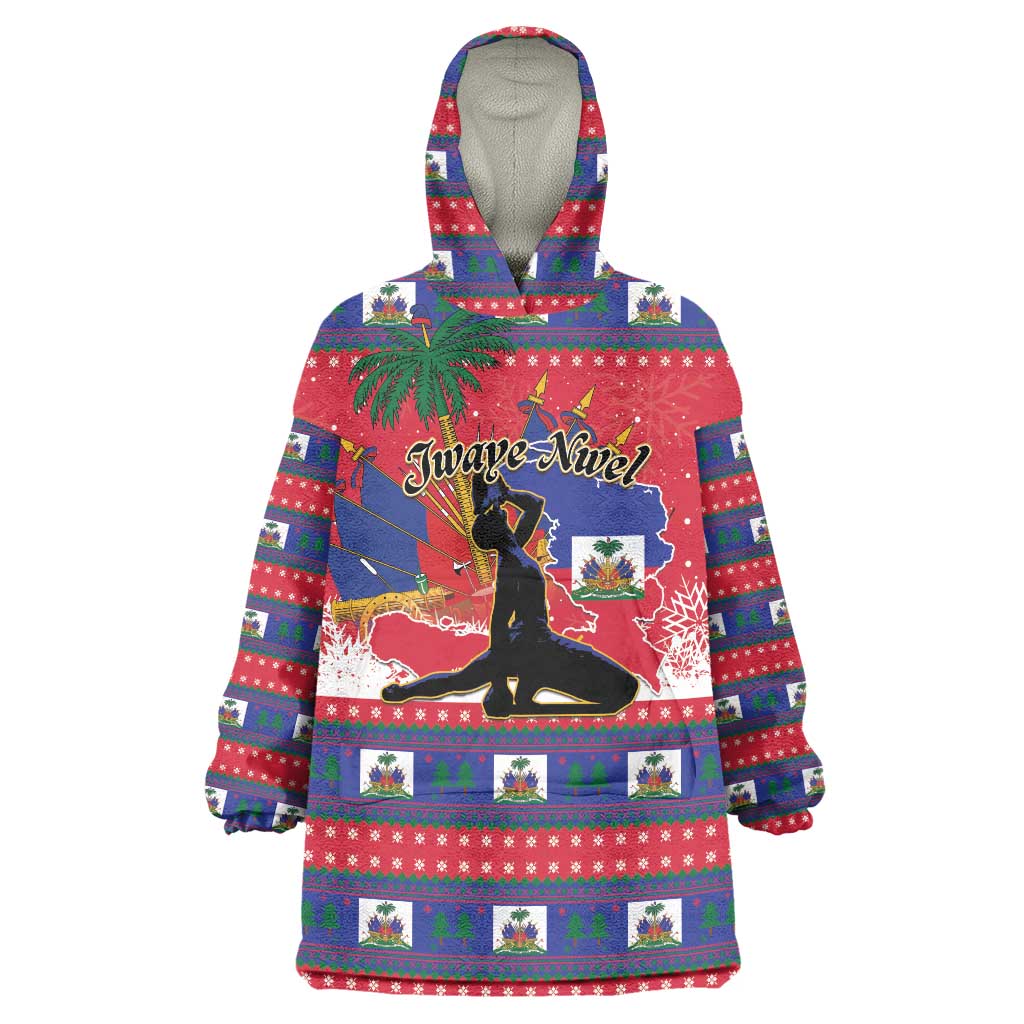 Personalized Ayiti Jwaye Nwel Wearable Blanket Hoodie Haiti Merry Christmas - Wonder Print Shop
