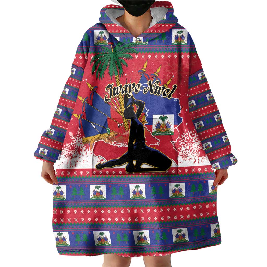Personalized Ayiti Jwaye Nwel Wearable Blanket Hoodie Haiti Merry Christmas - Wonder Print Shop