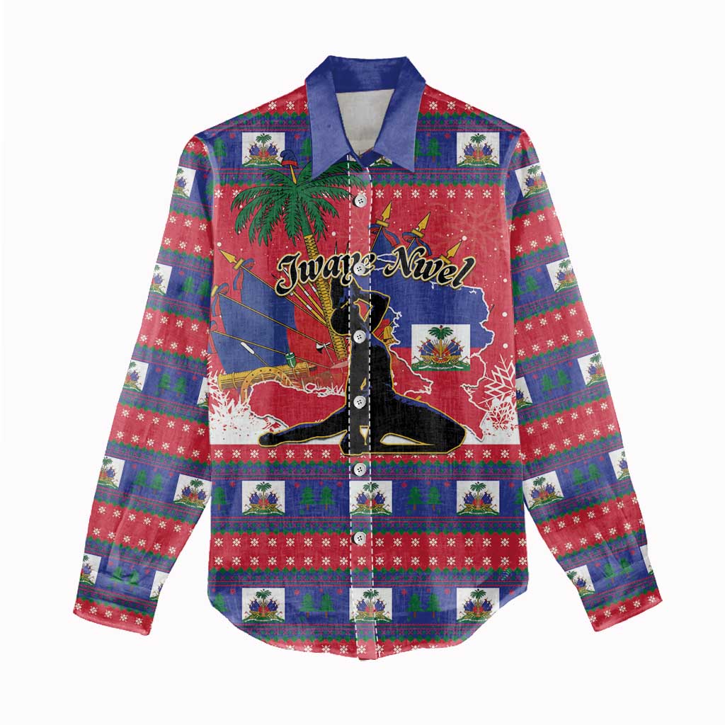 Personalized Ayiti Jwaye Nwel Women Casual Shirt Haiti Merry Christmas - Wonder Print Shop