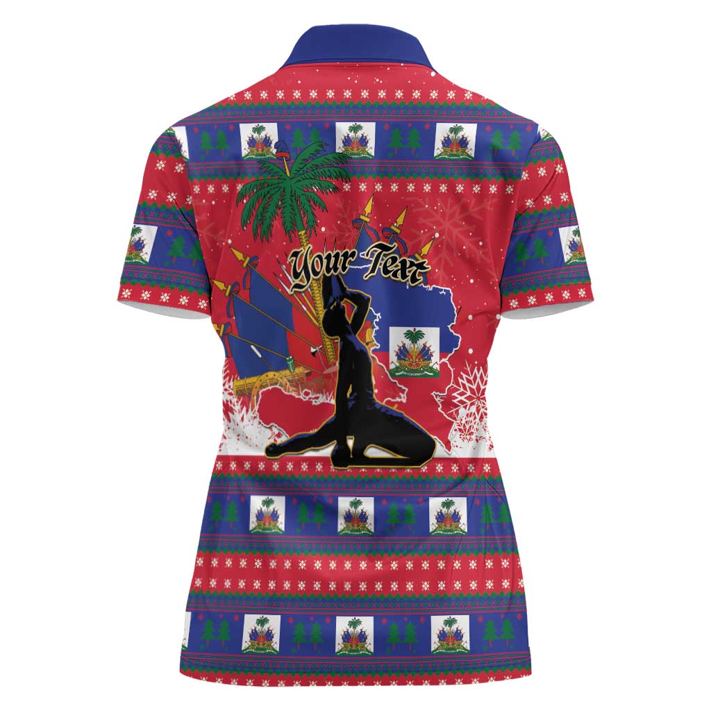 Personalized Ayiti Jwaye Nwel Women Polo Shirt Haiti Merry Christmas - Wonder Print Shop