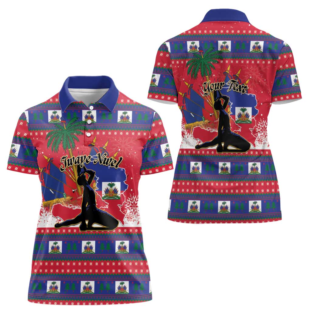 Personalized Ayiti Jwaye Nwel Women Polo Shirt Haiti Merry Christmas - Wonder Print Shop