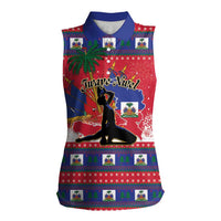 Personalized Ayiti Jwaye Nwel Women Sleeveless Polo Shirt Haiti Merry Christmas - Wonder Print Shop