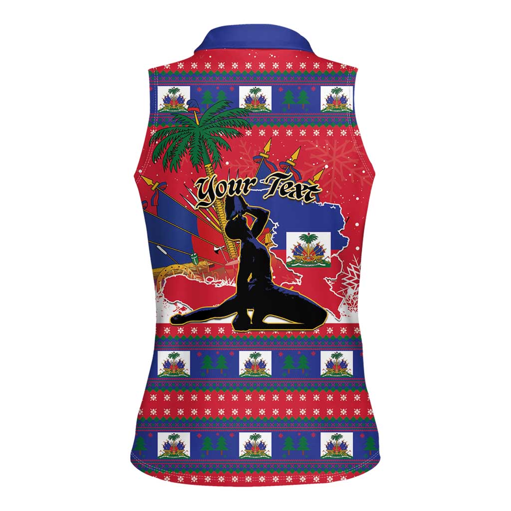 Personalized Ayiti Jwaye Nwel Women Sleeveless Polo Shirt Haiti Merry Christmas - Wonder Print Shop
