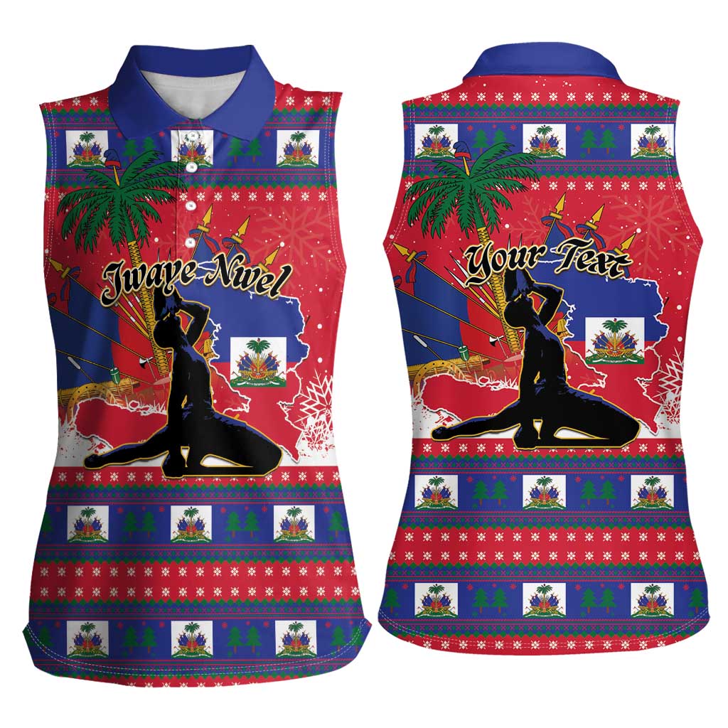 Personalized Ayiti Jwaye Nwel Women Sleeveless Polo Shirt Haiti Merry Christmas - Wonder Print Shop