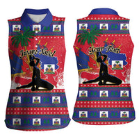 Personalized Ayiti Jwaye Nwel Women Sleeveless Polo Shirt Haiti Merry Christmas - Wonder Print Shop