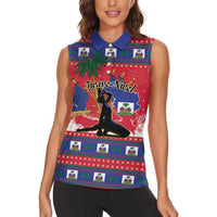 Personalized Ayiti Jwaye Nwel Women Sleeveless Polo Shirt Haiti Merry Christmas - Wonder Print Shop