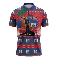 Personalized Ayiti Jwaye Nwel Zipper Polo Shirt Haiti Merry Christmas - Wonder Print Shop