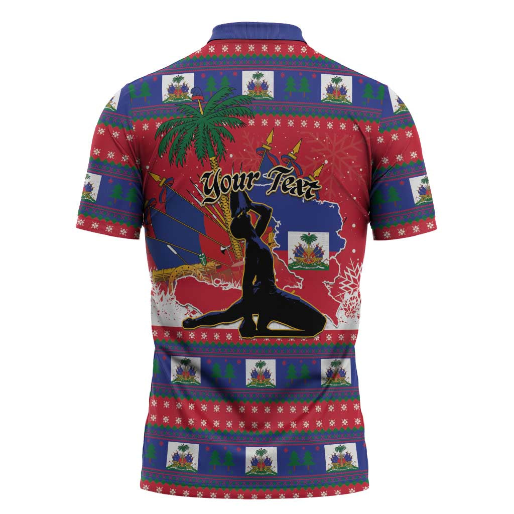 Personalized Ayiti Jwaye Nwel Zipper Polo Shirt Haiti Merry Christmas - Wonder Print Shop