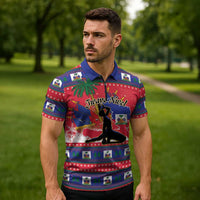Personalized Ayiti Jwaye Nwel Zipper Polo Shirt Haiti Merry Christmas - Wonder Print Shop