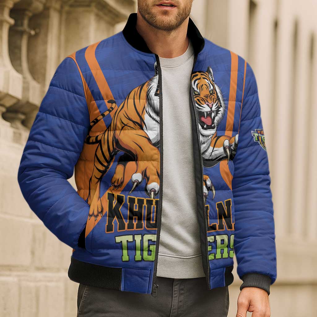 Custom Khulna Cricket Tigers Bomber Puffer Jacket Ready to Roar - Wonder Print Shop
