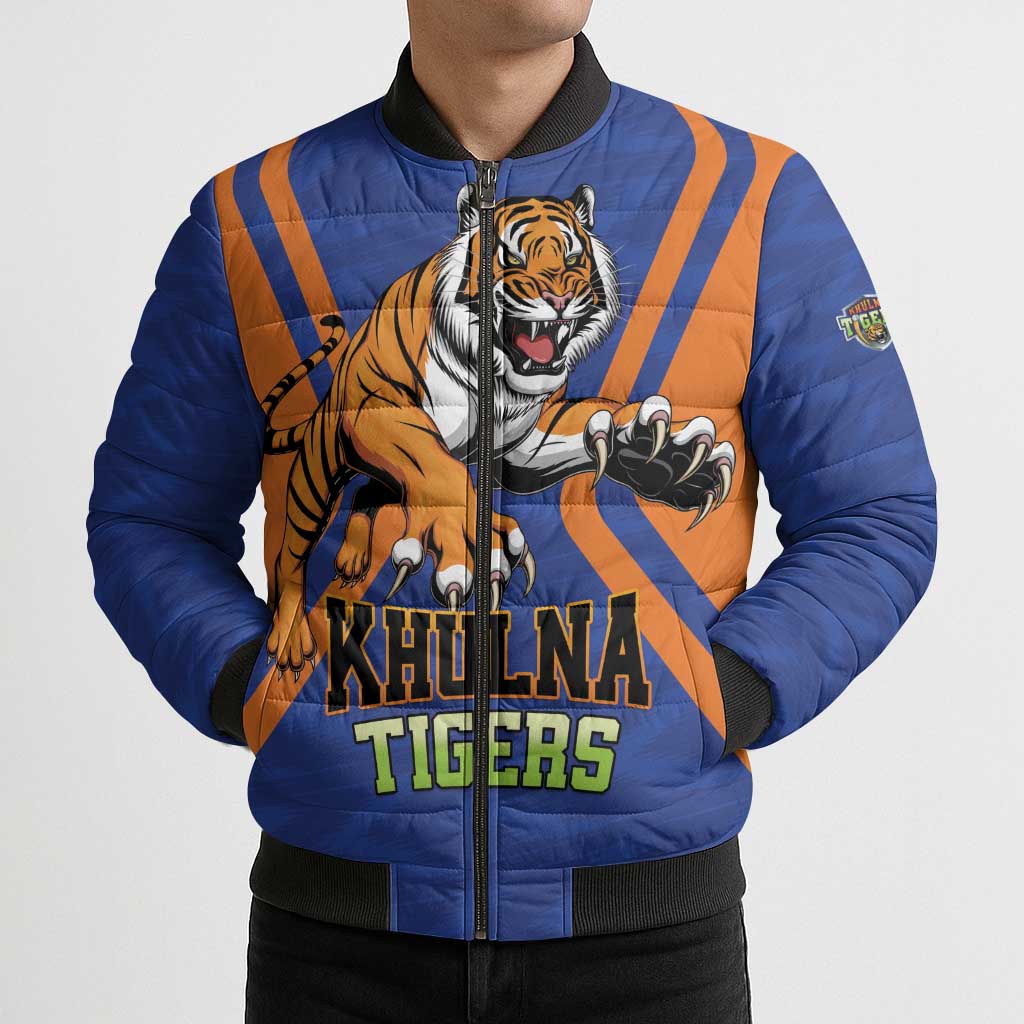 Custom Khulna Cricket Tigers Bomber Puffer Jacket Ready to Roar - Wonder Print Shop