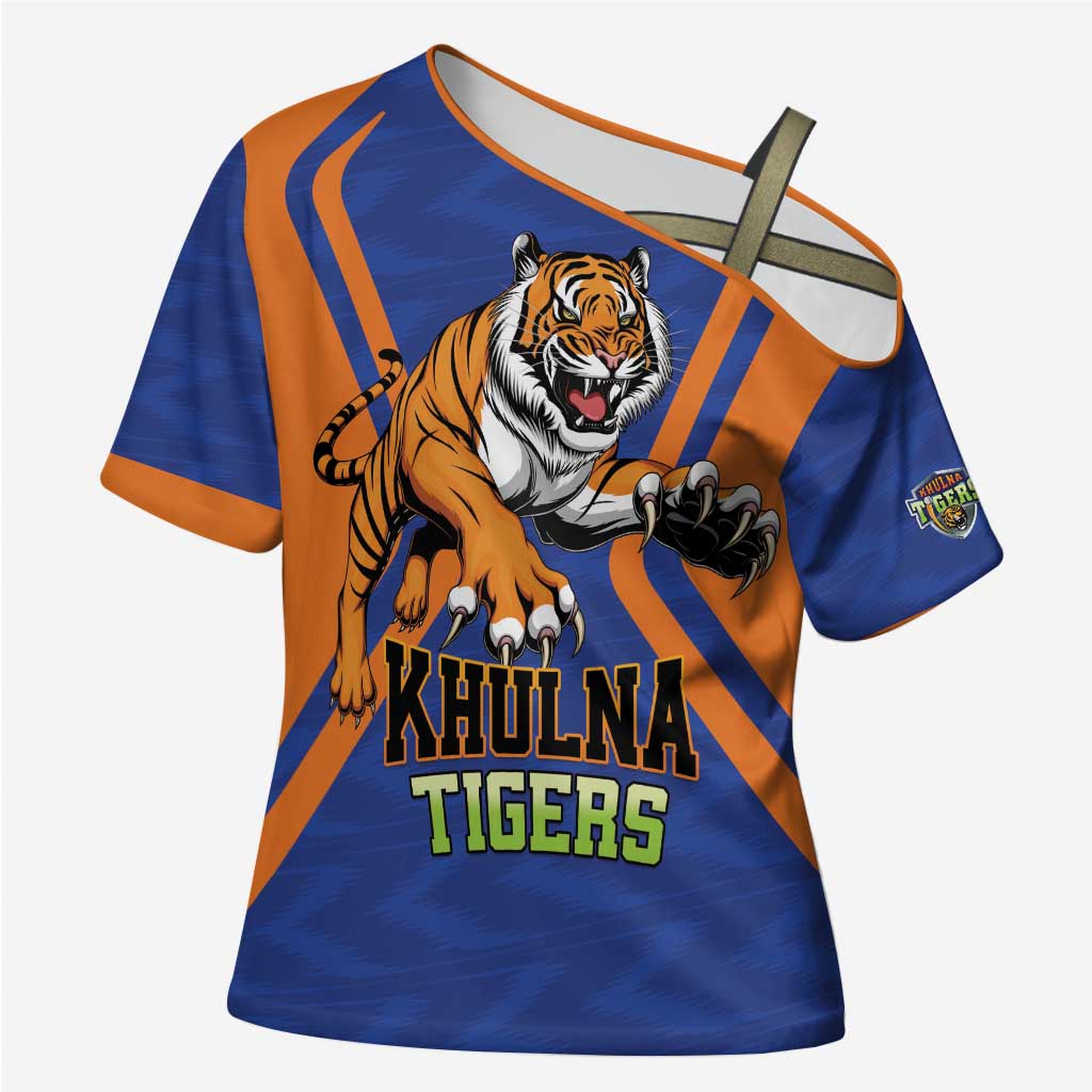 Custom Khulna Cricket Tigers Cross Shoulder Shirt Ready to Roar - Wonder Print Shop
