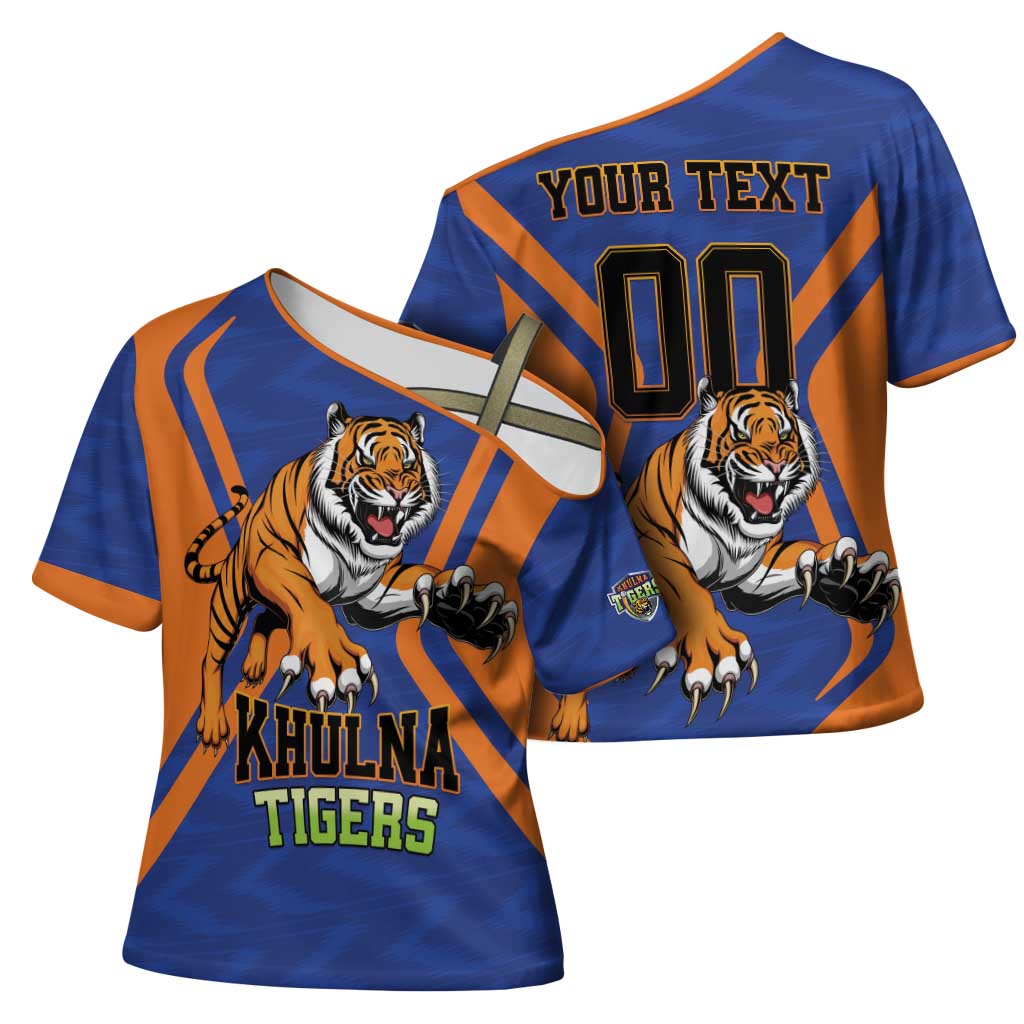 Custom Khulna Cricket Tigers Cross Shoulder Shirt Ready to Roar - Wonder Print Shop