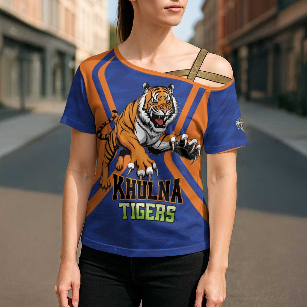 Custom Khulna Cricket Tigers Cross Shoulder Shirt Ready to Roar - Wonder Print Shop