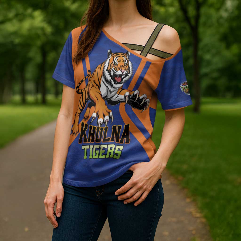 Custom Khulna Cricket Tigers Cross Shoulder Shirt Ready to Roar - Wonder Print Shop