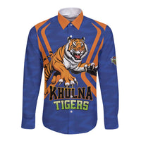 Custom Khulna Cricket Tigers Long Sleeve Button Shirt Ready to Roar - Wonder Print Shop