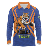 Custom Khulna Cricket Tigers Long Sleeve Polo Shirt Ready to Roar - Wonder Print Shop