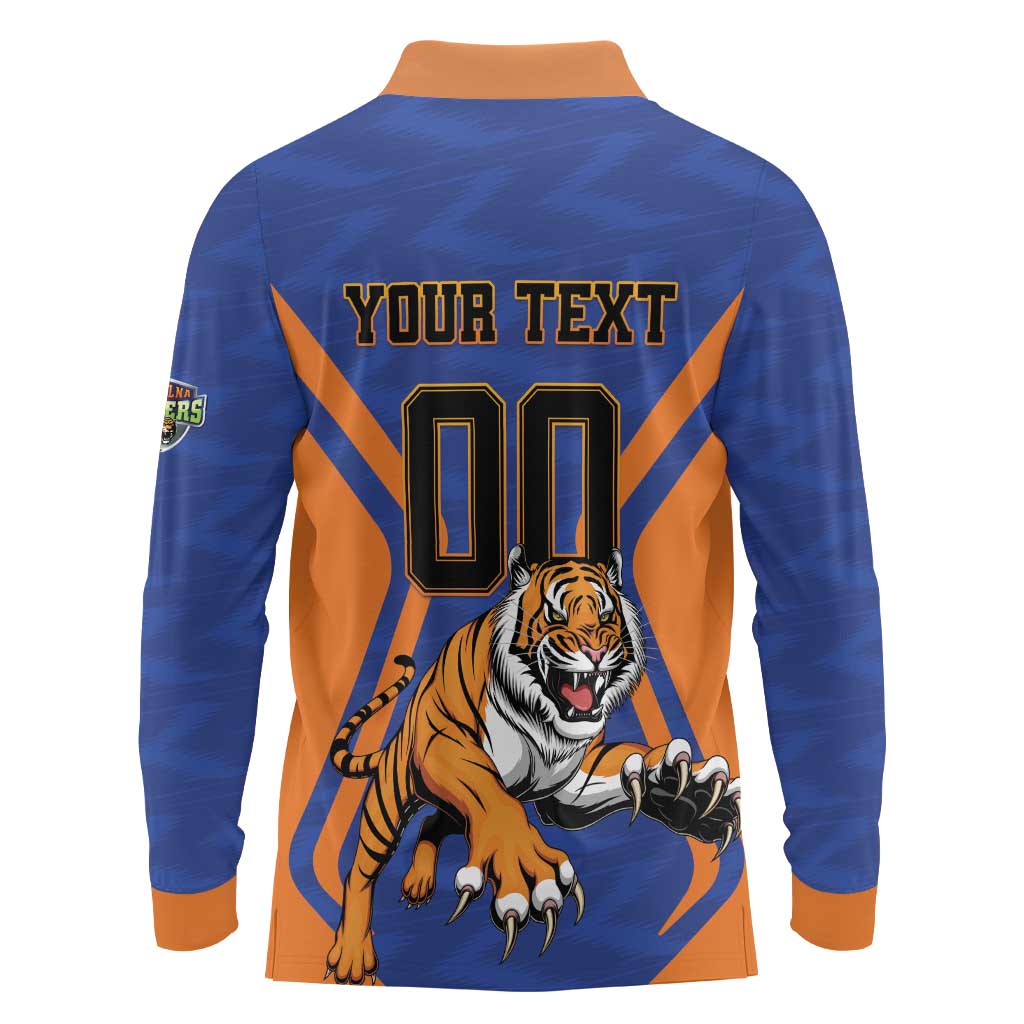 Custom Khulna Cricket Tigers Long Sleeve Polo Shirt Ready to Roar - Wonder Print Shop
