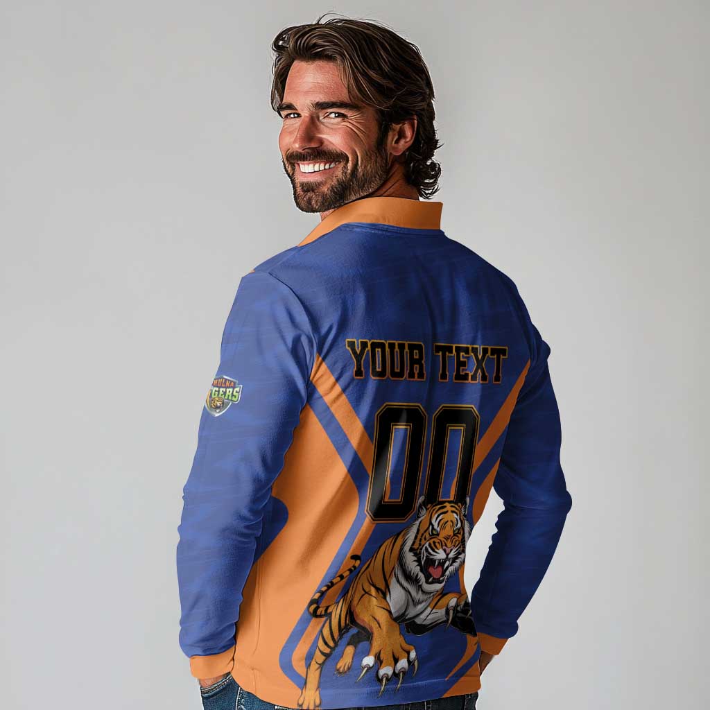 Custom Khulna Cricket Tigers Long Sleeve Polo Shirt Ready to Roar - Wonder Print Shop