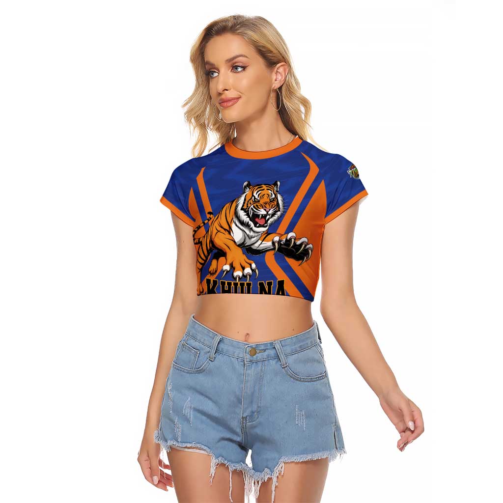 Custom Khulna Cricket Tigers Raglan Cropped T Shirt Ready to Roar - Wonder Print Shop