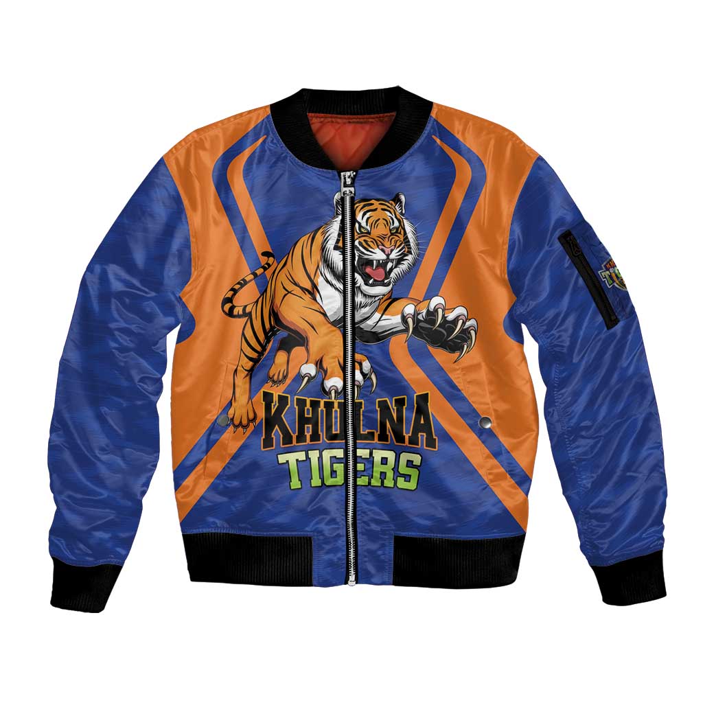 Custom Khulna Cricket Tigers Sleeve Zip Bomber Jacket Ready to Roar - Wonder Print Shop