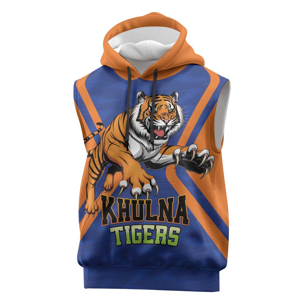 Custom Khulna Cricket Tigers Sleeveless Hoodie Ready to Roar - Wonder Print Shop