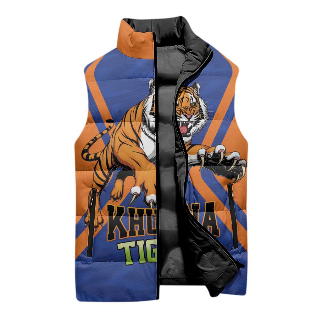 Custom Khulna Cricket Tigers Sleeveless Puffer Jacket Ready to Roar - Wonder Print Shop