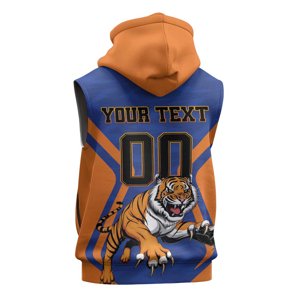 Custom Khulna Cricket Tigers Sleeveless Zip Hoodie Ready to Roar - Wonder Print Shop
