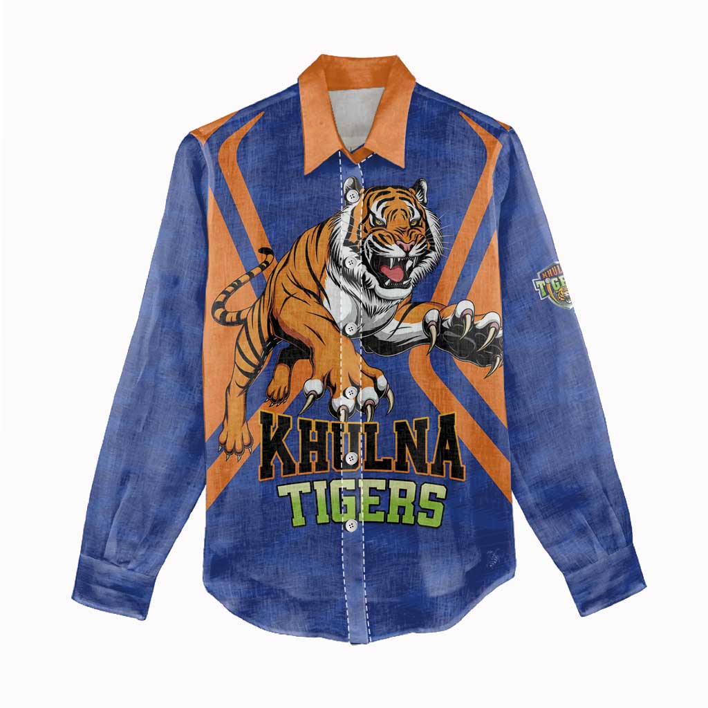 Custom Khulna Cricket Tigers Women Casual Shirt Ready to Roar - Wonder Print Shop