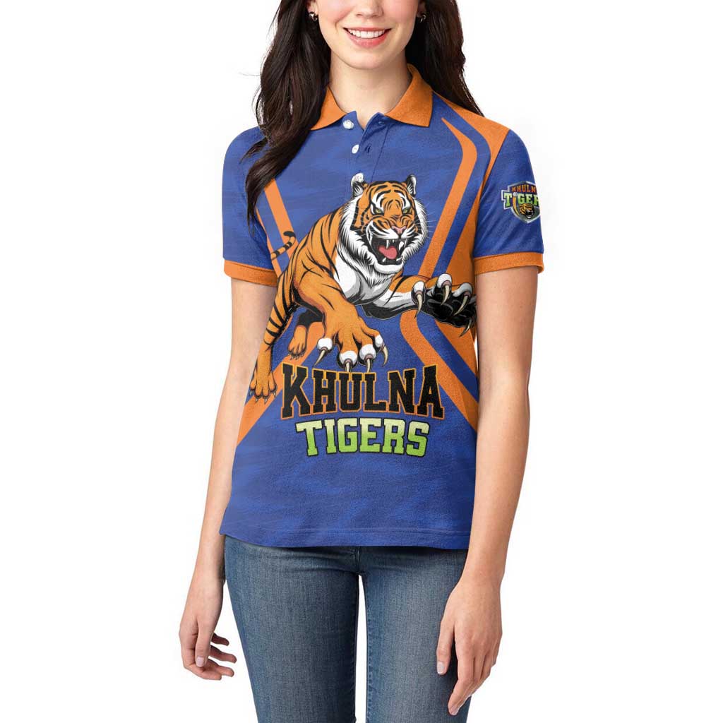Custom Khulna Cricket Tigers Women Polo Shirt Ready to Roar - Wonder Print Shop